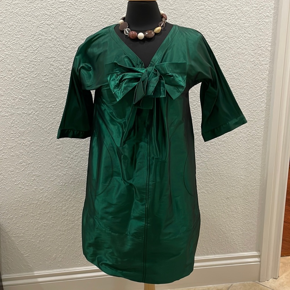 Emerald green taffeta dress